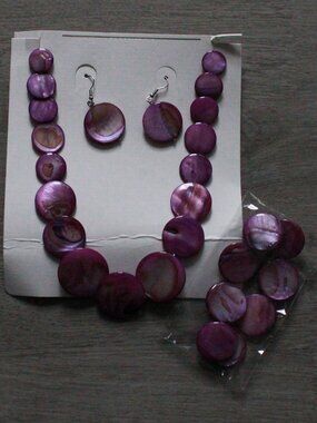 Unknown Brand 3pc. Seashell Coin Disc Jewelry Set
